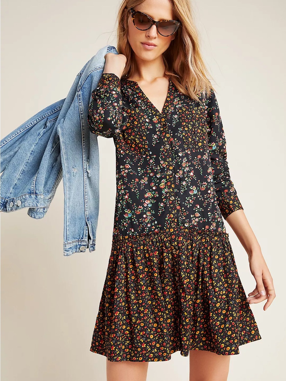 Maeve Anthropologie “Marlie” floral button front dress 6